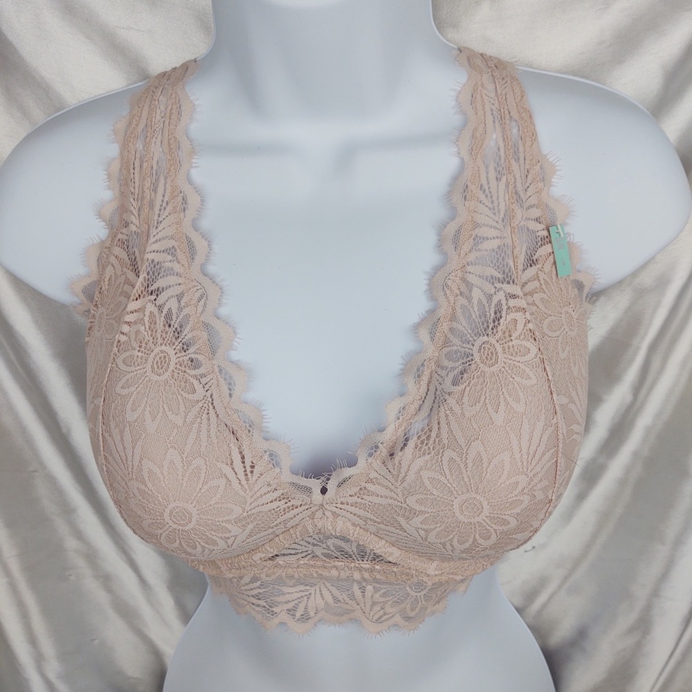 PINK Lace Bralette Lightly Lined